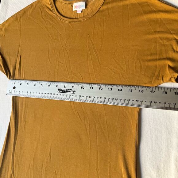 Lularoe Women’s Short Sleeve Screw Neck Midi Dress size XXS,Solid Mustard Yellow - Picture 3 of 7